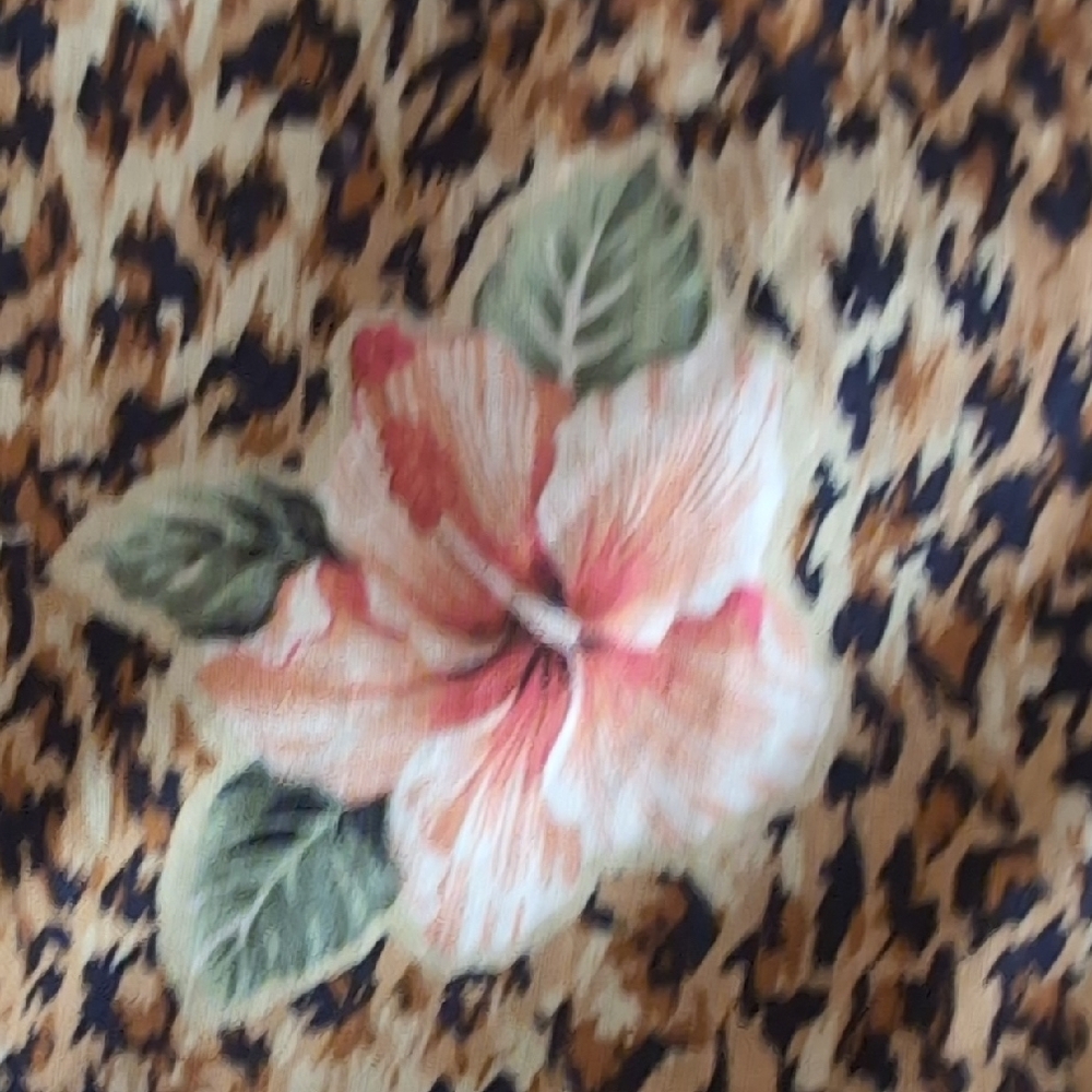 Leopard Print Floral Dress, Ruffle Front - Picture 5 of 7